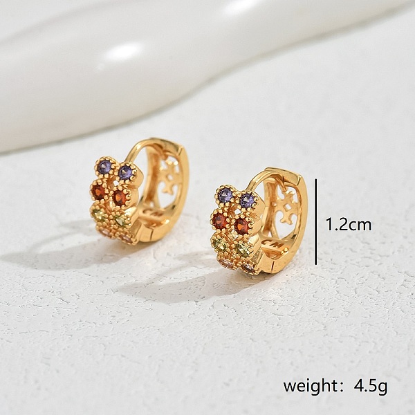 

PandaHall Luxurious Vintage Double Row Sparkling Colorful Zirconia Earrings for Women. Brass