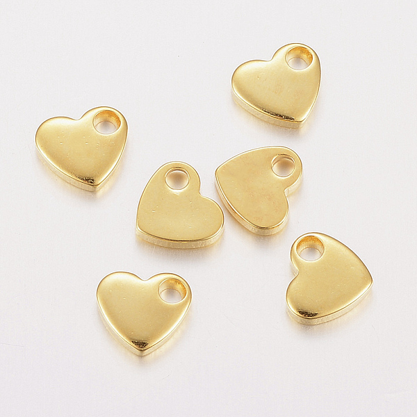 

PandaHall 304 Stainless Steel Charms, Stamping Blank Tag, Heart, Golden, 6x7x1.5mm, Hole: 2mm 304 Stainless Steel Heart