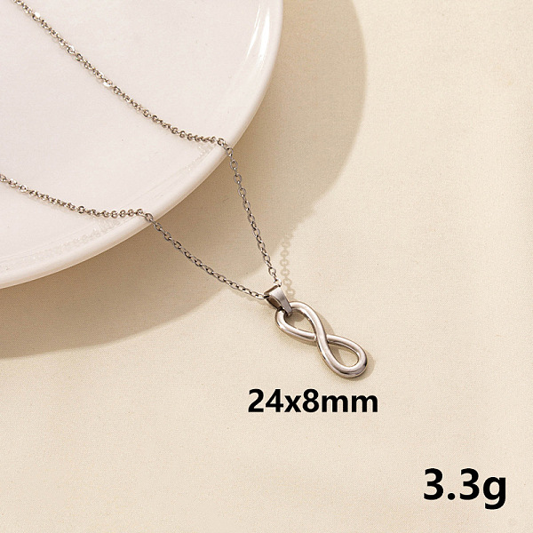 

PandaHall 304 Stainless Steel Geometric Number 8 Pendant Necklace for Women, Minimalist Fashion Collarbone Jewelry Stainless Steel Number