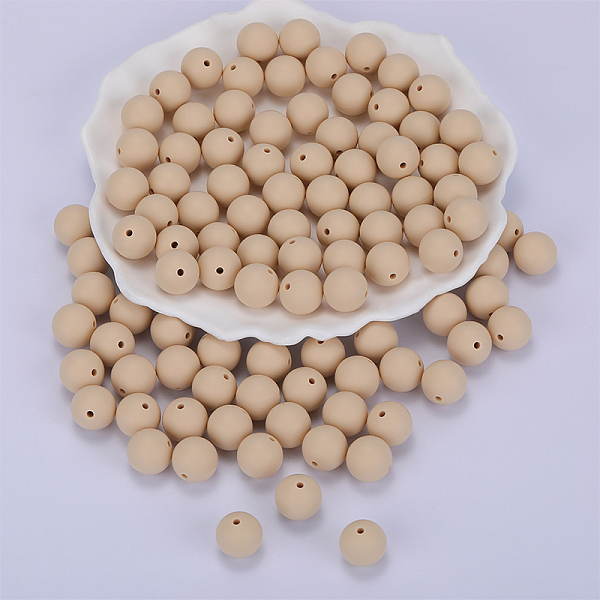 

PandaHall Round Silicone Focal Beads, Chewing Beads For Teethers, DIY Nursing Necklaces Making, Wheat, 15mm, Hole: 2mm Silicone Round Orange