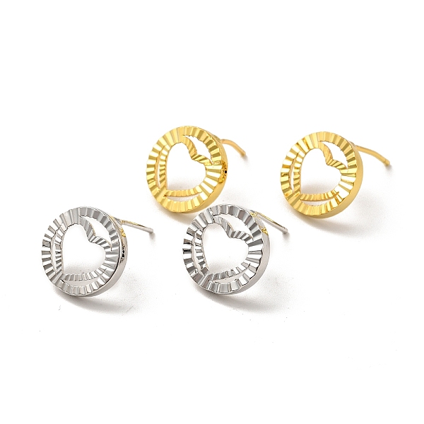

PandaHall Rack Plating Brass Hollow Out Heart Stud Earrings for Women, Mixed Color, 12.5~13mm, Pin: 0.8mm Brass Heart