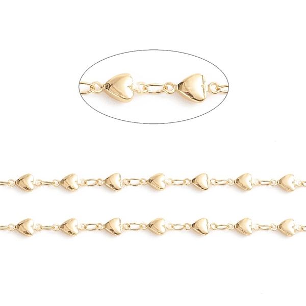 

PandaHall 3.28 Feet Brass Heart Link Chains, Soldered, Long-Lasting Plated, Real 18K Gold Plated, 8.5x4.5x2.5mm Brass