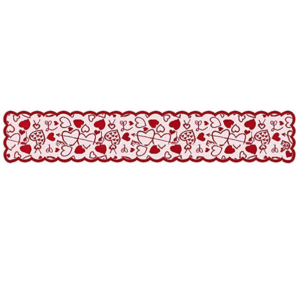 バレンタインデーラブハートポリエステル刺繍テーブルランナー