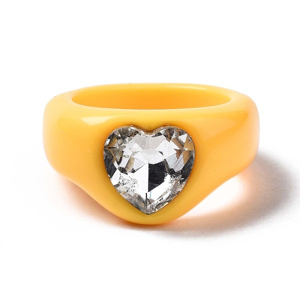 

PandaHall Opaque Acrylic Finger Rings, Heart, Yellow, US Size 7 1/4(17.5mm) Acrylic None Yellow