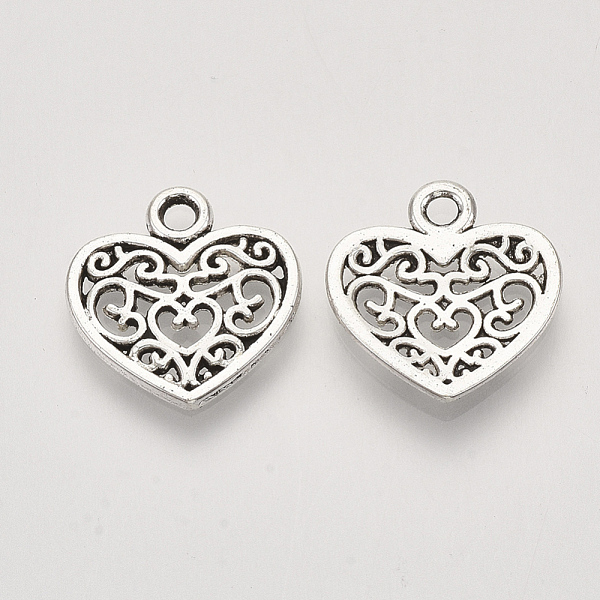 

PandaHall Tibetan Style Alloy Charms, Heart, Cadmium Free & Lead Free, Antique Silver, 15x14.5x1.5mm, Hole: 1.8mm, about 1400pcs/1000g Alloy...