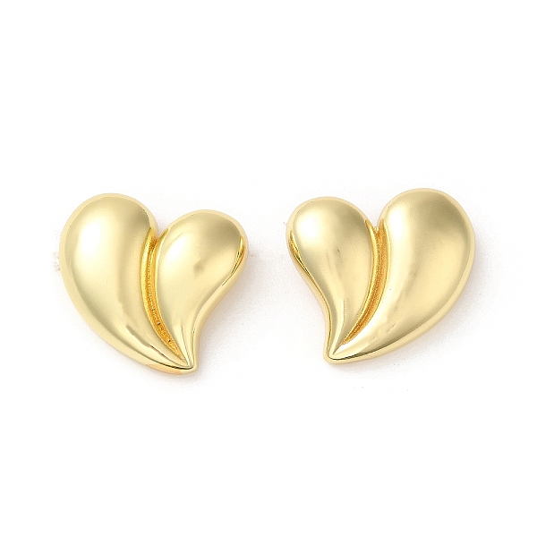 

PandaHall Rack Plating Brass Stud Earrings, Heart, Real 18K Gold Plated, 24.5x28mm Brass Heart