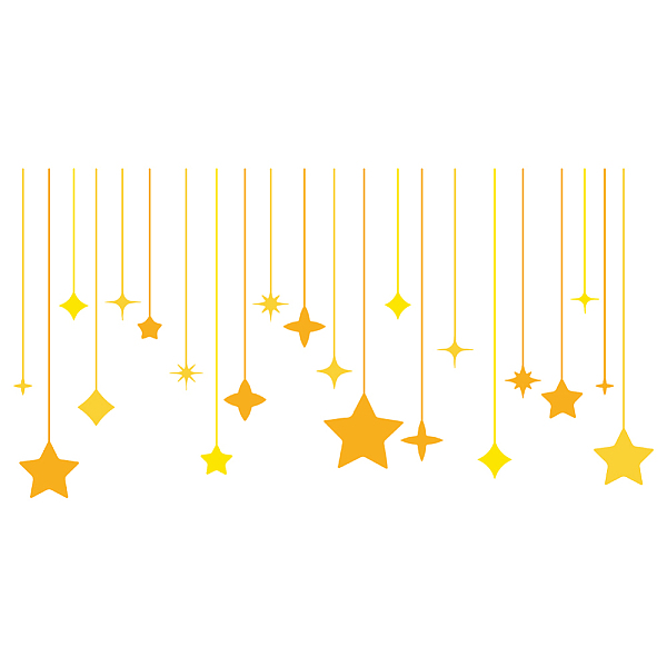 

PandaHall PVC Wall Stickers, Wall Decoration, Star, 800x390mm, 2 sheets/set PVC Star Gold