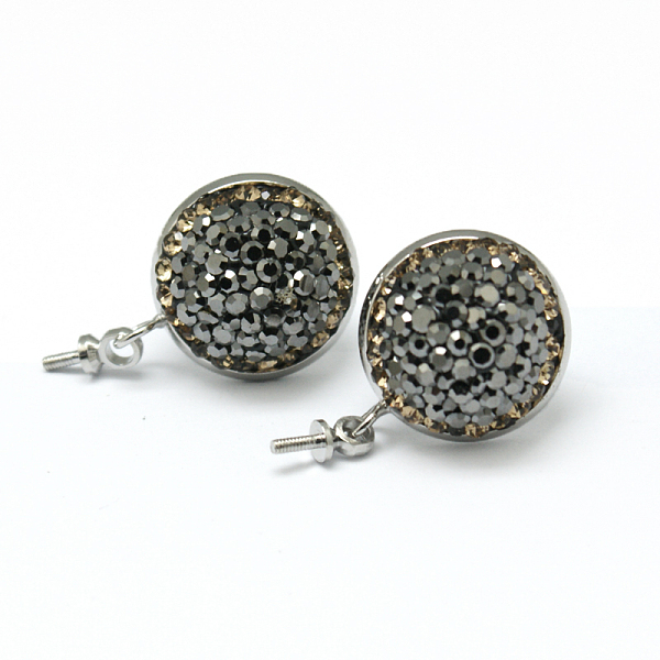 

PandaHall Flat Round Platinum Tone Brass Rhinestone Stud Earring Findings, with Loop, with Ear Nuts/Earring Backs, Colorful, 18.5x14x7mm..., Multicolor