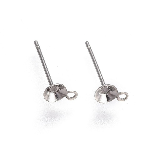 

PandaHall 304 Stainless Steel Stud Earring Findings, with Loop, Stainless Steel Color, 6x4mm, Hole: 1mm, Pin: 0.7mm 304 Stainless Steel...