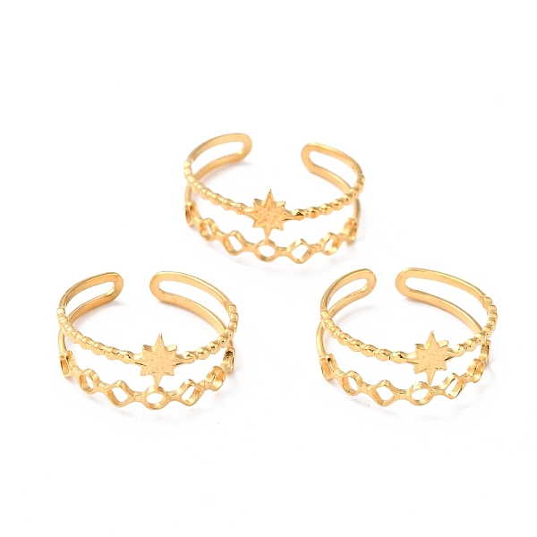 

PandaHall Ion Plating(IP) 304 Stainless Steel Finger Rings, Cuff Rings, Long-Lasting Plated, Star, Golden, US Size 8 1/2(18.5mm), 4~9.5mm...