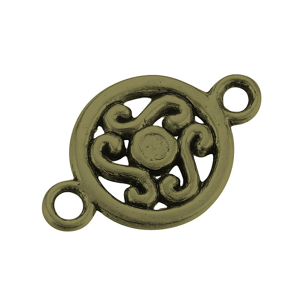 

PandaHall Tibetan Style Alloy Links connectors, Flat Round, Cadmium Free & Nickel Free & Lead Free, Antique Bronze, 19x12x2.5~3mm, Hole: 2mm...