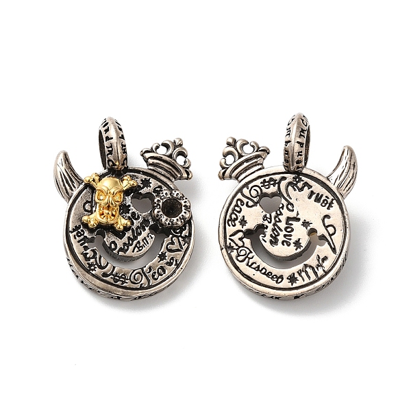 

PandaHall Rack Plating Brass Pendants, Lead Free & Cadmium Free, Monster with Skull Charm, Antique Silver, 28.5x21x10mm, Hole: 6mm Brass...