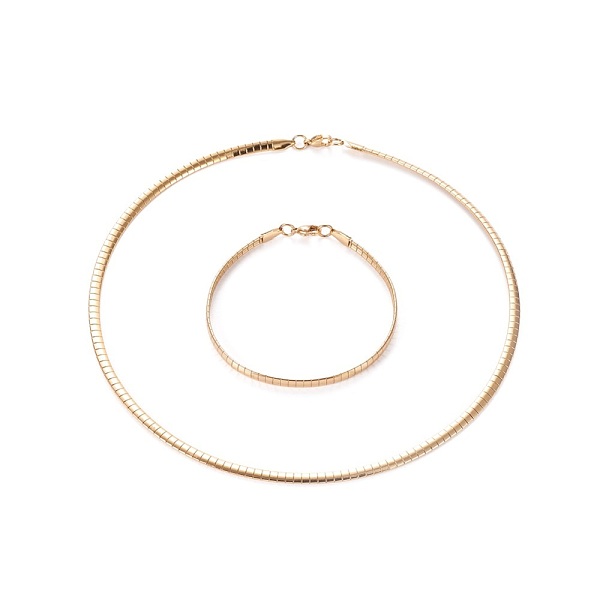 

PandaHall 304 Stainless Steel Choker Necklaces and Bangles Jewelry Sets, with Lobster Claw Clasps, Golden, 8-1/8 inch(20.5cm), 17.7 inch...