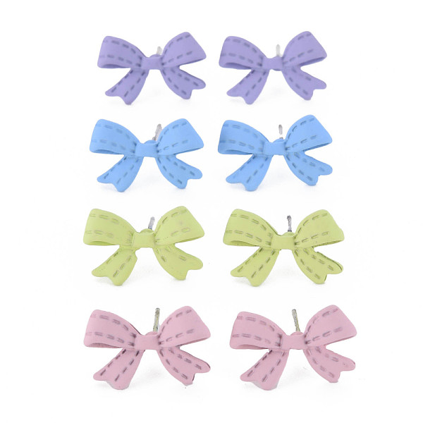 

PandaHall Bowknot Stud Earrings for Girl Women, Cadmium Free & Lead Free, Mixed Color, 12x18mm, Pin: 0.7mm Alloy Bowknot Multicolor
