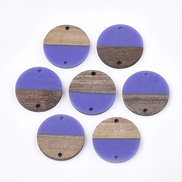 

PandaHall Resin & Walnut Wood Links connectors, Flat Round, Mauve, 24.5~25x2.5~4.5mm, Hole: 2mm Resin+Wood Flat Round Purple