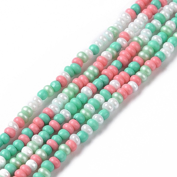 

PandaHall Glass Seed Bead Strands, Round Hole, Round, Medium Turquoise, 2.5~3x1.8~2.5mm, Hole: 1mm, about 191~200pcs/strand, 16.06~16.26...