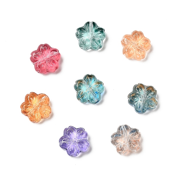 

PandaHall Transparent Normal Glass Beads, Flower, Mixed Color, 13x13.5x6mm, Hole: 1.2mm Glass Flower Multicolor