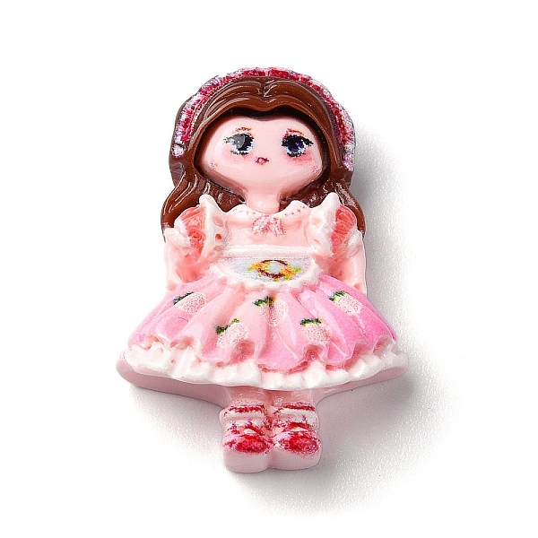 

PandaHall Cartoon Girls Opaque Resin Decoden Cabochons, Doll, Pearl Pink, 25x17x6.5mm Resin Doll