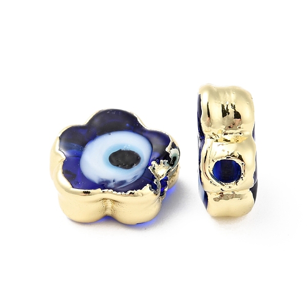 

PandaHall Handmade Evil Eye Lampwork Beads, with Brass Findings, Cadmium Free & Lead Free, Flower, Medium Blue, 12x11.5x5.5mm, Hole: 1.8mm...