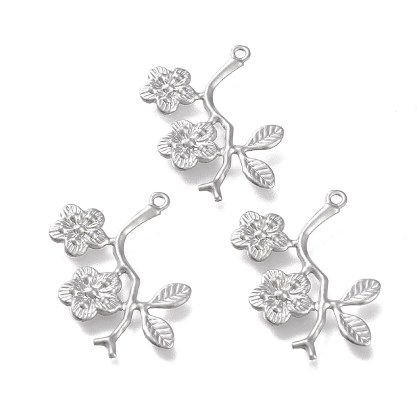 

PandaHall 304 Stainless Steel Pendants, Laser Cut, Plum Blossom Branch, Stainless Steel Color, 29x23x2mm, Hole: 1.4mm 304 Stainless Steel...