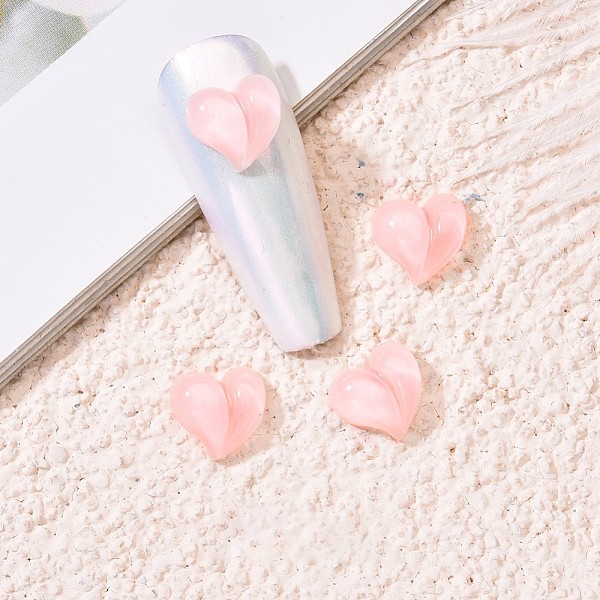 

PandaHall Resin Cabochons, Peach Heart, Nail Art Decoration Accessories, Pearl Pink, 8x8mm, 10pcs/bag Resin Heart Pink