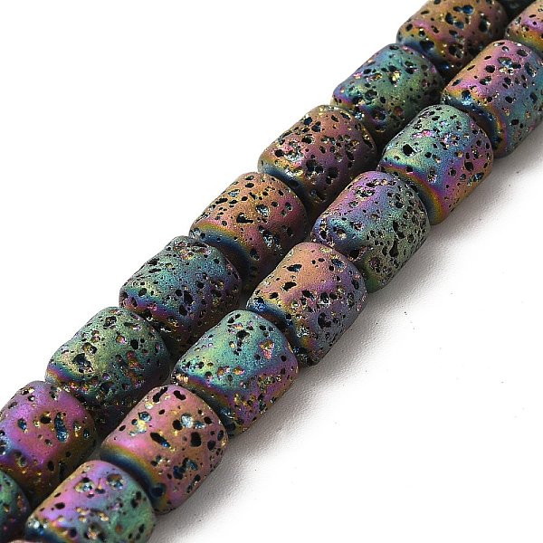 

PandaHall Electroplated Natural Lava Rock Beads Strands, Column, Rainbow Plated, 8x6.5mm, Hole: 1mm, about 50~51pcs/strand, 15.35~15.55 inch...