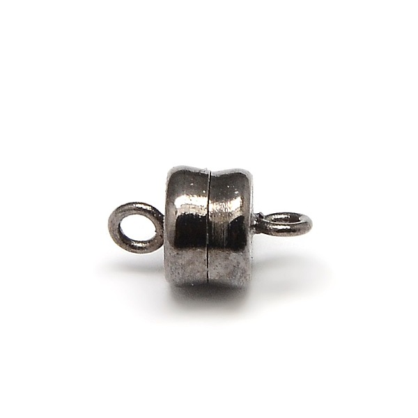 

PandaHall Column Brass Magnetic Clasps with Loops, Lead Free & Nickel Free & Cadmium Free, Gunmetal, 11x6mm, Hole: 2mm Brass Column