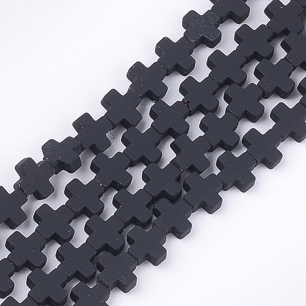 

PandaHall Spray Painted Non-magnetic Synthetic Hematite Beads Strands, Cross, Black, 6~6.5x6~6.5x2.5mm, Hole: 0.8mm, about 66~75pcs/strand...