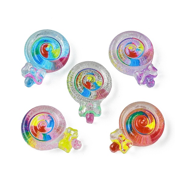 

PandaHall Translucent Resin Candy Cabochons, Lollipop, Mixed Color, 11x8x2.7mm Resin Lollipop Multicolor