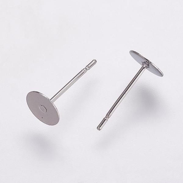 

PandaHall 304 Stainless Steel Stud Earring Settings, Flat Pad Earring Post, Flat Round, Stainless Steel Color, Tray: 6mm, 12x6mm, Pin: 0.7mm...