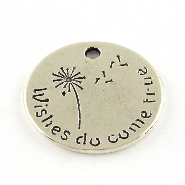 

PandaHall Tibetan Style Alloy Pendants, Flat Round with Word, Cadmium Free & Lead Free, Antique Silver, 20x1mm, Hole: 1.5mm Alloy Flat Round