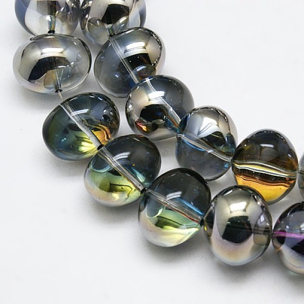 

PandaHall Half Plated Crystal Glass Oval Beads, Platinum Plated, 13x16mm, Hole: 1mm Glass Oval Blue