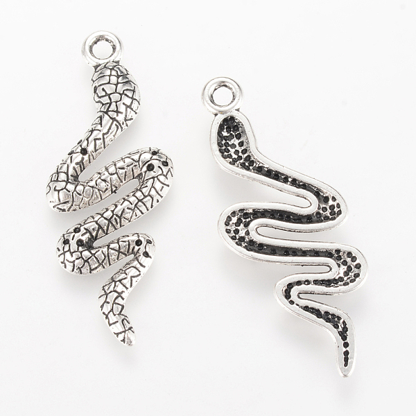 

PandaHall Tibetan Style Alloy Pendants, Snake, Cadmium Free & Lead Free, Antique Silver, 39x15x2.5mm, Hole: 2mm, about 475pcs/1000g Alloy...