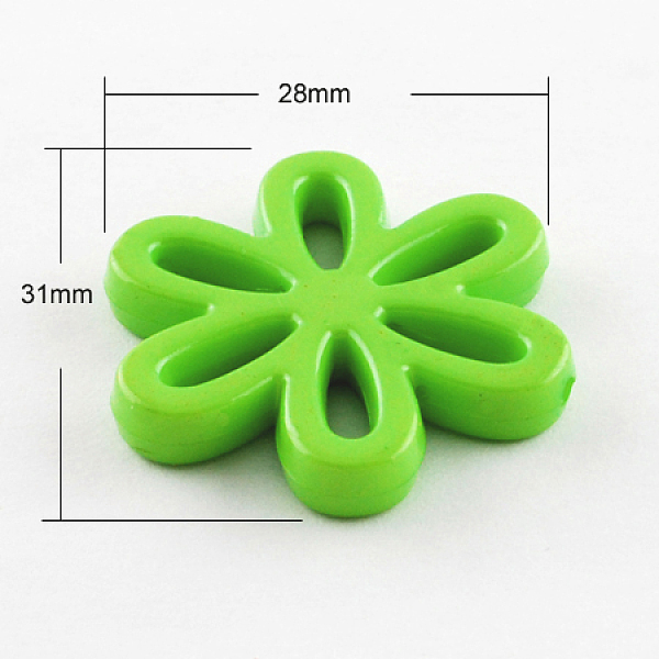 

PandaHall Opaque Acrylic Beads, Flower, Lawn Green, 31x28x4.5mm, Hole: 1.5mm, about 239pcs/500g Acrylic Flower Green