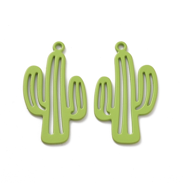

PandaHall Spray Painted Alloy Pendants, Cadmium Free & Lead Free & Nickle Free, Cactus Charm, Yellow Green, 44.5x26x1.5mm, Hole: 2.2mm Alloy...