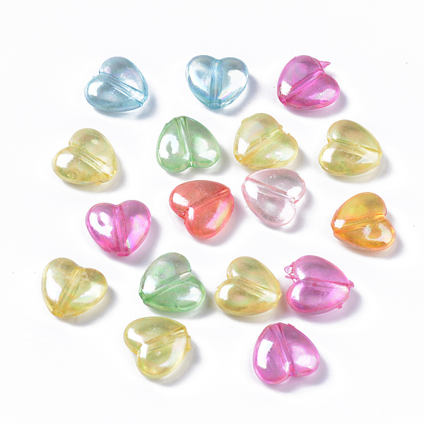 

PandaHall Transparent Acrylic Beads, AB Color Plated, Heart, Mixed Color, 11x12x5mm, Hole: 1.8mm, about 1269pcs/500g Acrylic Heart..., Multicolor