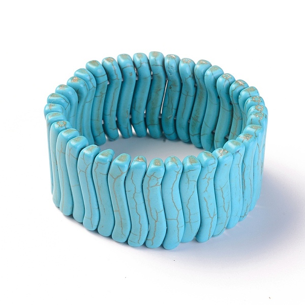 

PandaHall Synthetic Turquoise Stretch Bracelets, Dyed, Medium Turquoise, 2-1/8 inch(5.5cm) Synthetic Turquoise Cyan