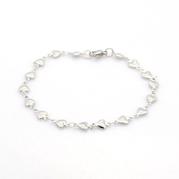 

PandaHall Casual Style 304 Stainless Steel Heart Link Chain Bracelets, with Lobster Claw Clasps, Stainless Steel Color, 7-1/2 inch(190mm)...