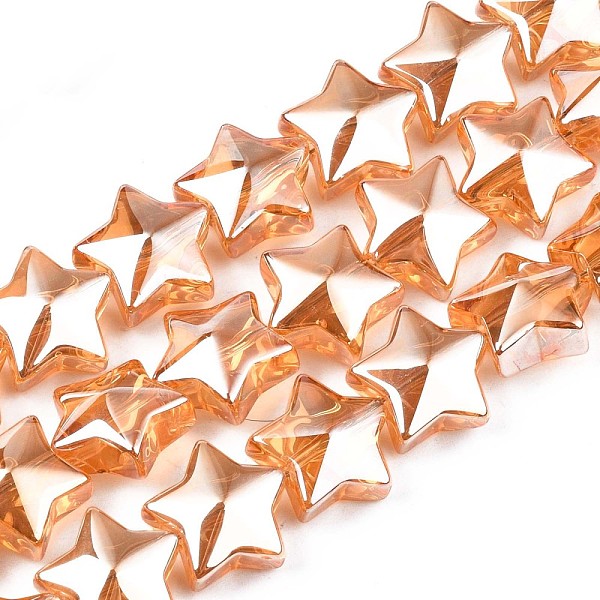

PandaHall Electroplate Glass Beads Strand, Pearl Luster Plated, Star, Sandy Brown, 11.5~12.5x13x7mm, Hole: 1mm, about 55~56pcs/strand, 23.62...