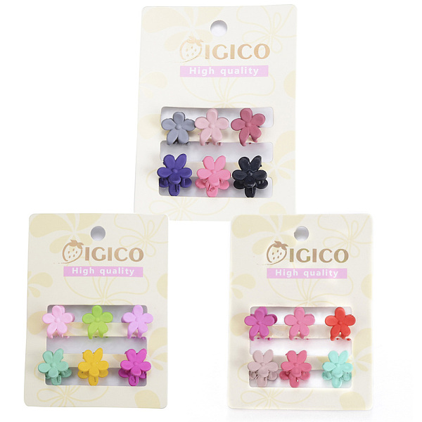 

PandaHall Rubberized Style Plastic Claw Hair Clips, Flower, Mixed Color, 13x14x14mm, 6pcs/card Plastic Multicolor