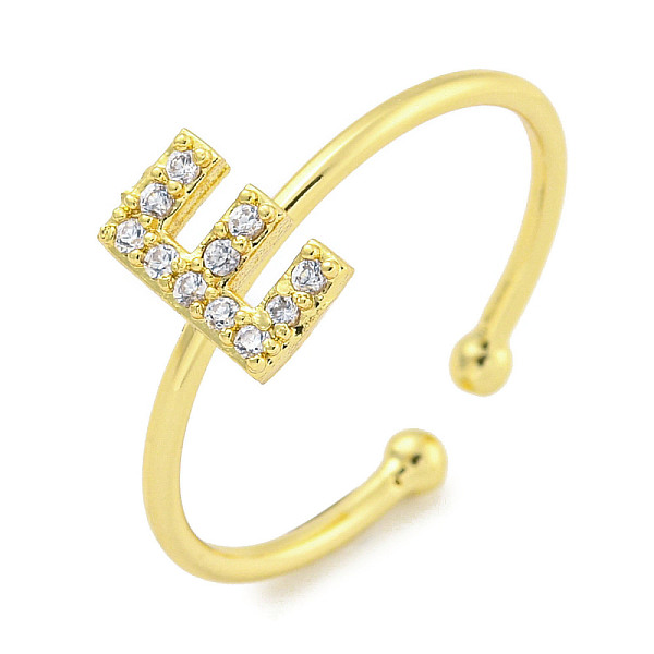 

PandaHall Rack Plating Brass Open Cuff Rings for Women, with Cubic Zirconia, Cadmium Free & Lead Free, Long-Lasting Plated, Letter, Letter E...