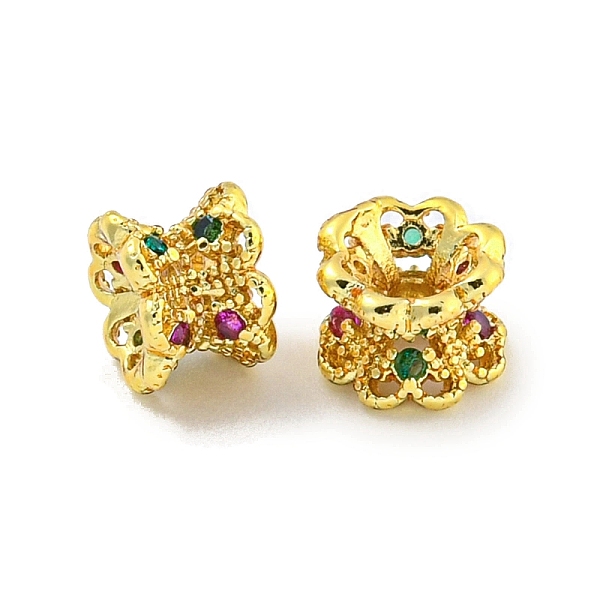 

PandaHall Brass Cubic Zirconia Spacer Beads, Long-Lasting Plated, Lead Free & Cadmium Free, Rondelle, Real 18K Gold Plated, 6x4.8mm, Hole...
