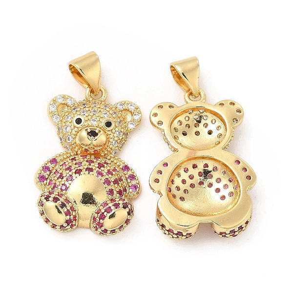 

PandaHall Brass Micro Pave Cubic Zirconia Pendants, Bear Charm, Golden, Medium Violet Red, 23.5x15x5mm, Hole: 4.5x3.5mm Brass+Cubic Zirconia...