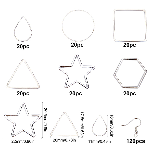 SUNNYCLUE DIY Geometry Brass Dangle Earring Making Kits