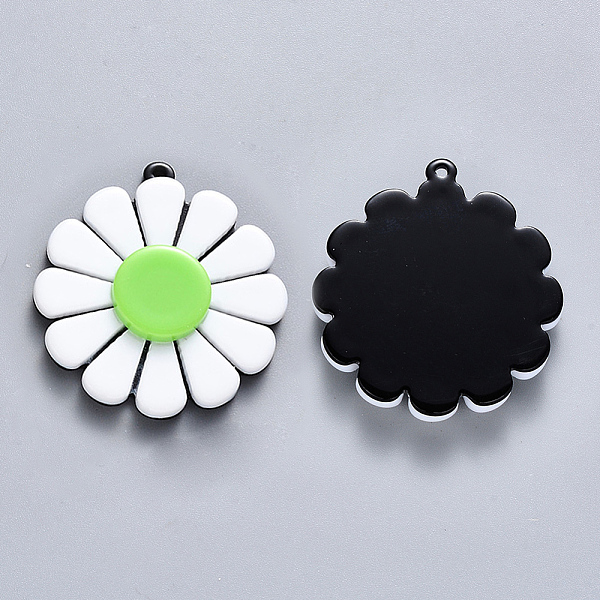 

PandaHall Cellulose Acetate(Resin) Pendants, Flower, Light Green, 36x33x6mm, Hole: 1.4mm Cellulose Acetate Flower