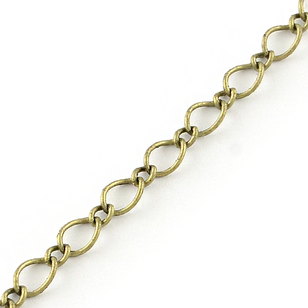

PandaHall Iron Figaro Chains, Curb Chains, with Spool, Soldered, Antique Bronze, 5.7x3.8x0.5mm, about 32.8 Feet(10m)/roll Iron