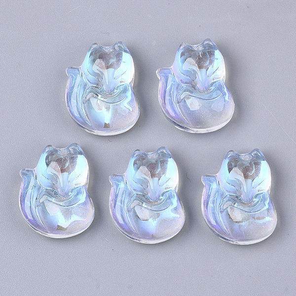 

PandaHall Electroplate Transparent Glass Pendants, AB Color Plate, Fox Charms, Clear AB, 18x14x7mm, Hole: 1mm Glass Fox White
