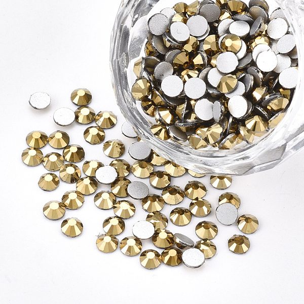 

PandaHall Glass Rhinestone Flat Back Cabochons, Back Plated, Faceted, Half Round, Aurum, SS4, 1.5~1.6x1mm, about 1440pcs/bag Glass..., Brown