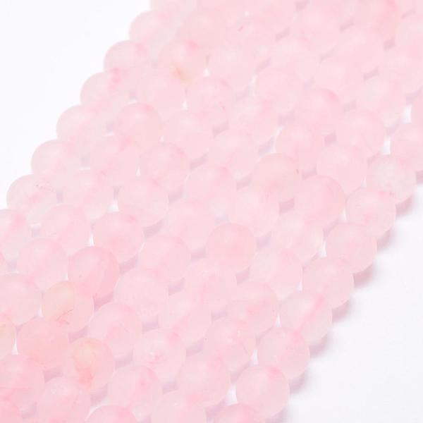 

PandaHall Natural Rose Quartz Beads Strands, Frosted, Round, 6~7mm, Hole: 1mm, about 61pcs/strand, 15.3 inch Rose Quartz Round
