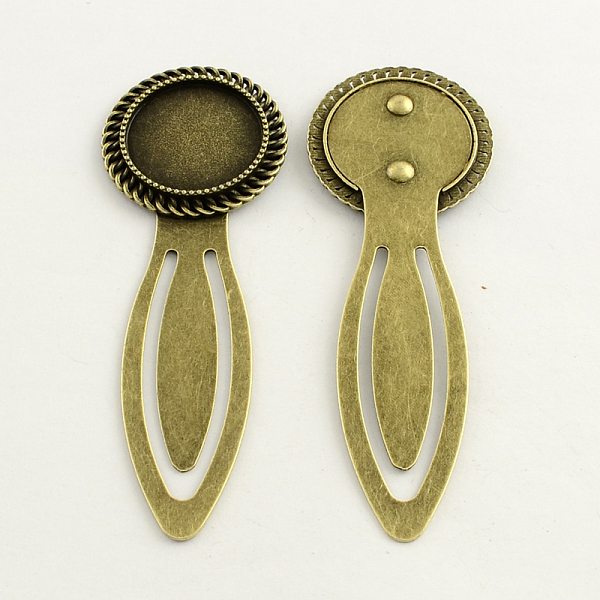 

PandaHall 20mm Tray Bookmark Cabochon Settings, Iron with Alloy Flat Round Tray, Lead Free, Nickel Free & Cadmium Free, Antique Bronze...